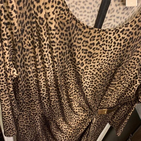Michael Kors Leopard Print Logo Plate Dress Long Sleeves 3XL - Picture 4 of 7